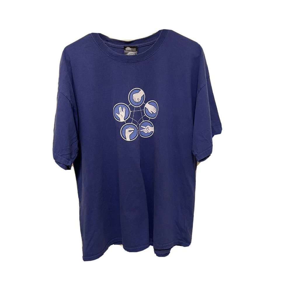 Think Geek Rock Paper Scissors‎ Spock T Shirt Size XL Blue